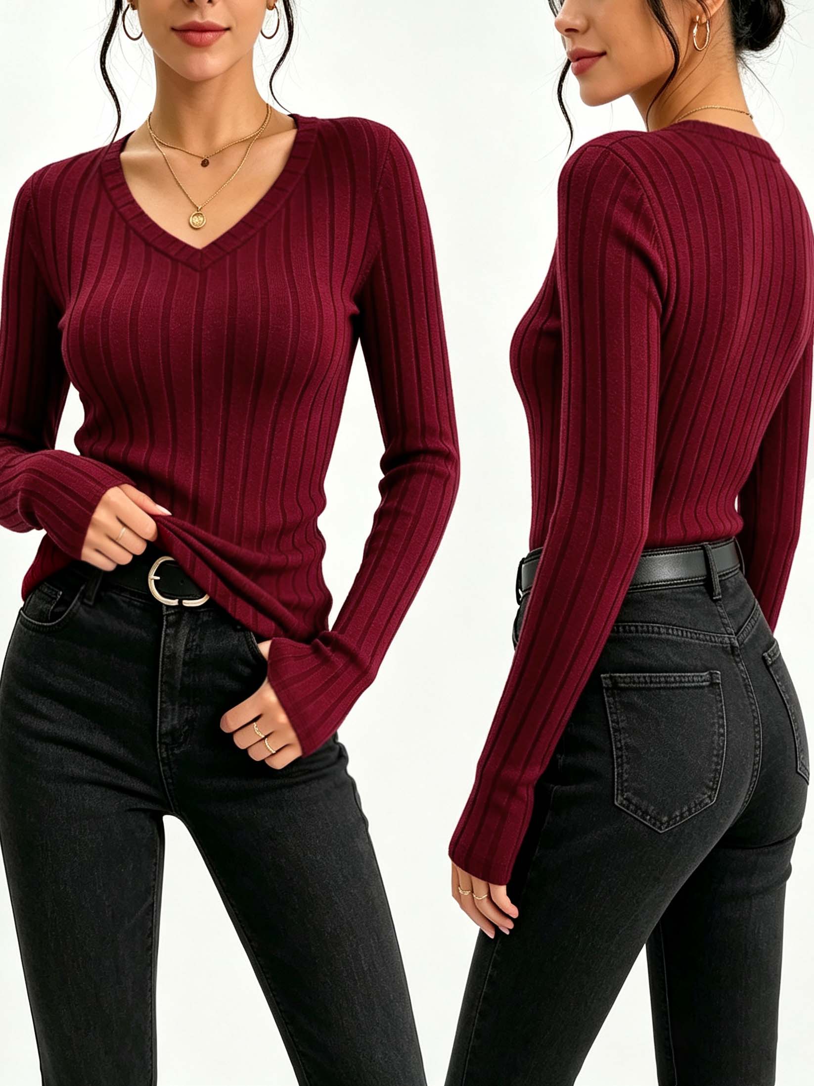 Winter Clothing For Women - Atasan Rajut Wanita Model V-Neck Polos,