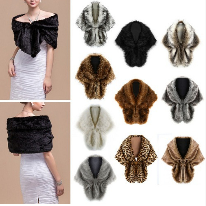 Winter Clothing Women Sale - Selendang Bulu Imitasi Warna Solid, Panjang,