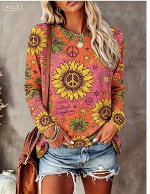 Winter Clothing For Women - Kaos Wanita Lengan Panjang Motif Bunga
