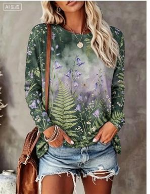 Winter Clothing For Women - Kaos Wanita Lengan Panjang dengan Latar