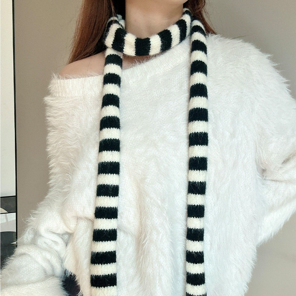 Y2K Winter Clothing - Syal Bergaris Harajuku, Gaya Y2K, Aksesori