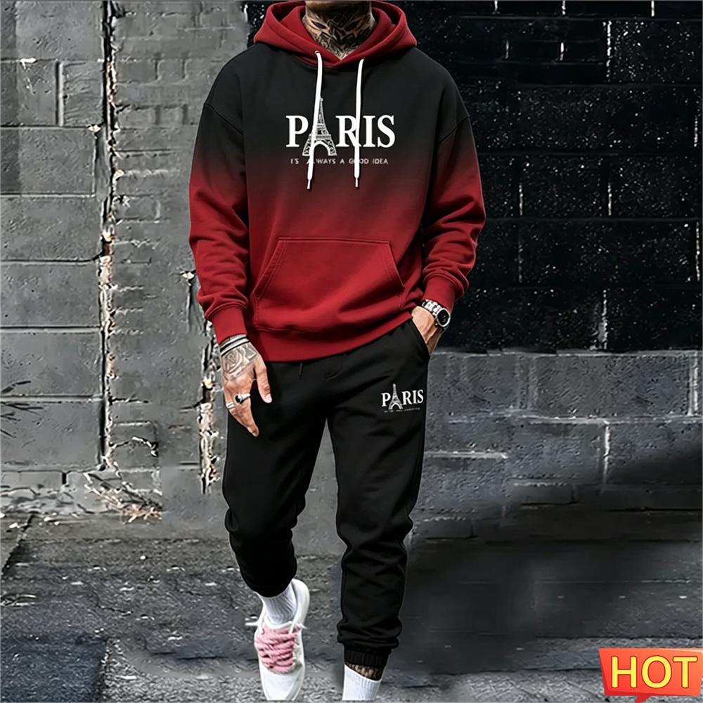 Y2K Winter Clothing - Set Hoodie Pria Musim Gugur/Dingin, Set