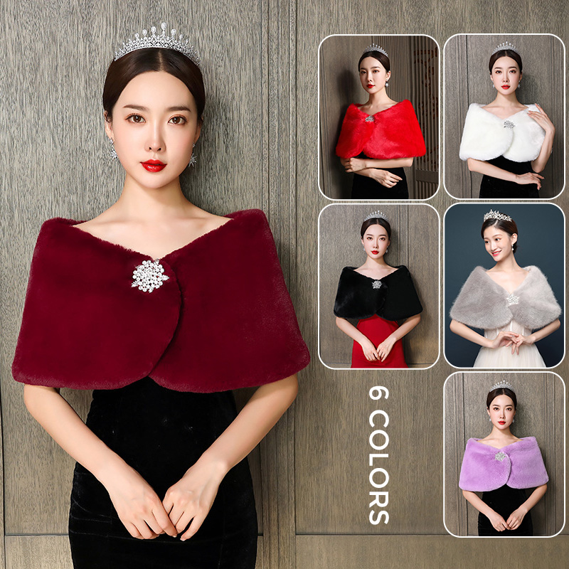 Winter Clothing Women Sale - Selendang Pengantin Wanita Jubah Pernikahan Bulu