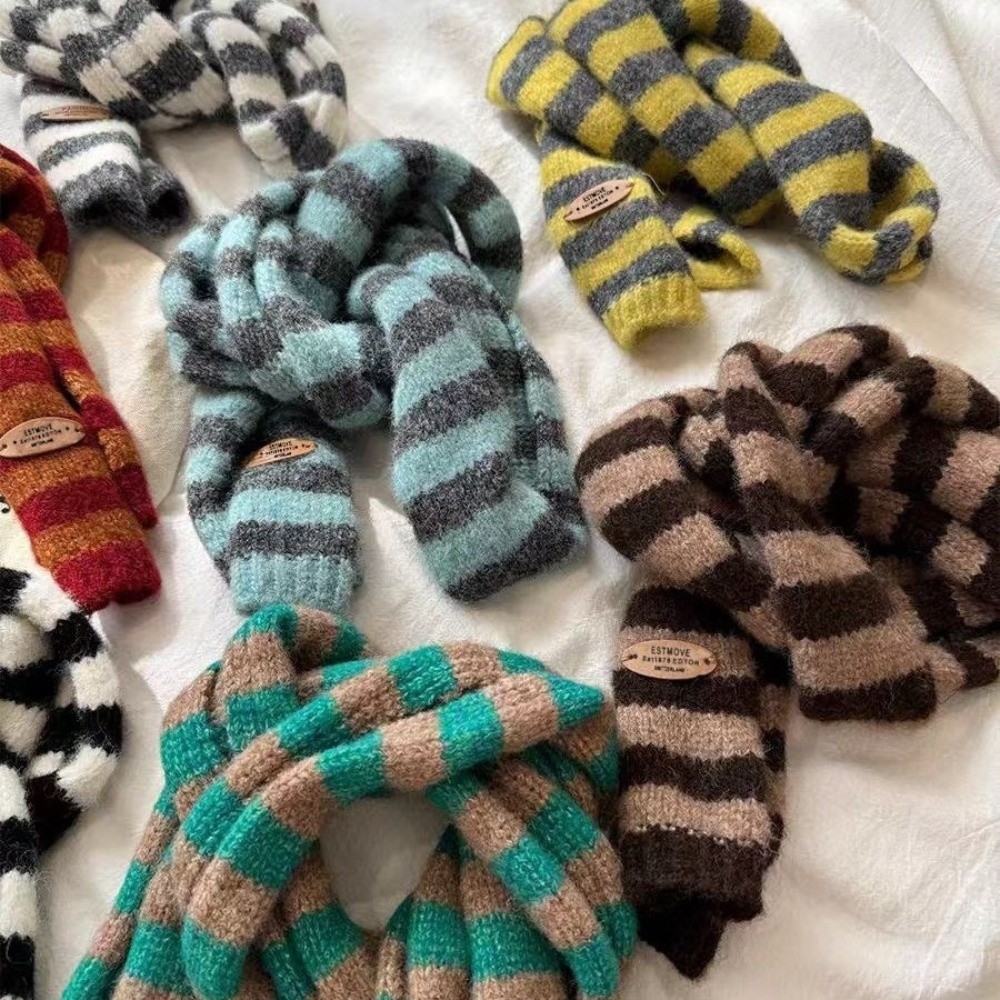 Syal Bergaris Harajuku, Gaya Y - Y2K Winter Clothing ulasan dan harga